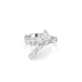 Matrix ring, Mixed cuts, White, Rhodium plated